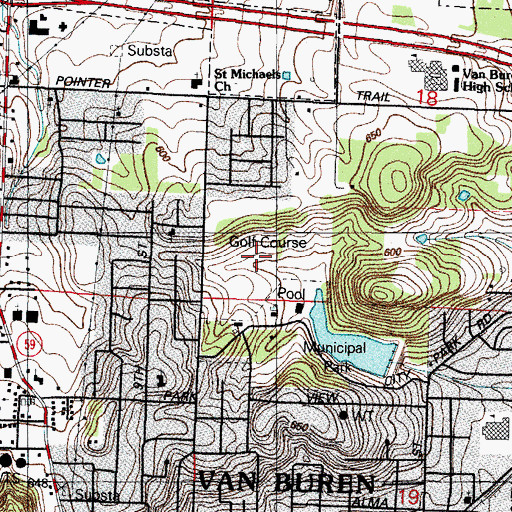 Topographic Map of Cedars Country Club, AR