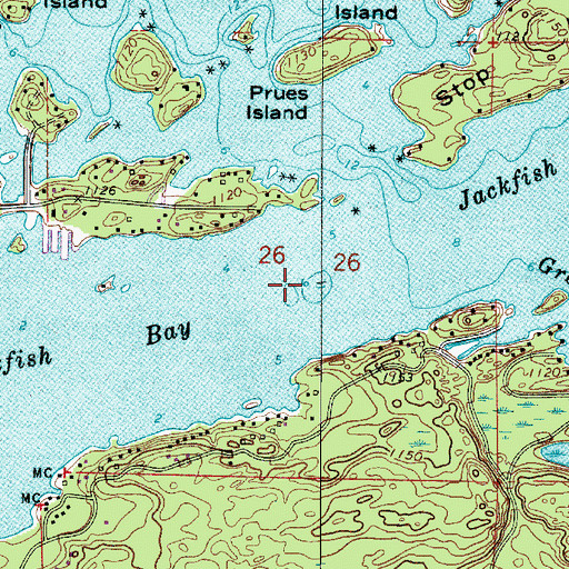 Topographic Map of Jackfish Bay, MN