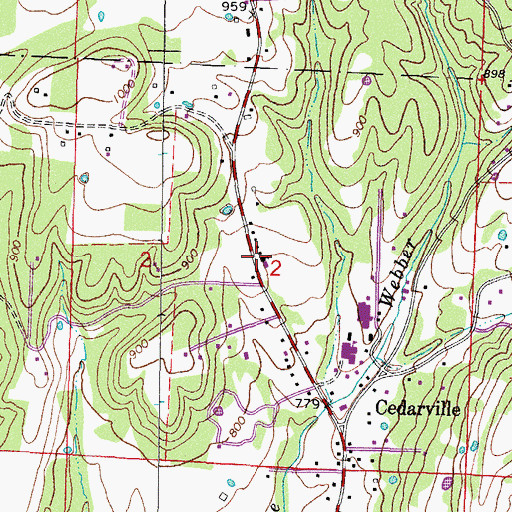 Topographic Map of Cedarville Baptist Church, AR