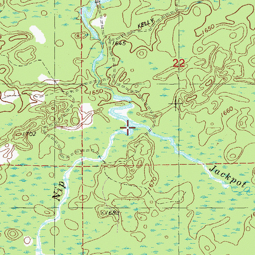 Topographic Map of Jackpot Creek, MN