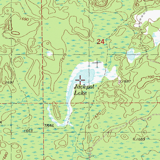 Topographic Map of Jackpot Lake, MN