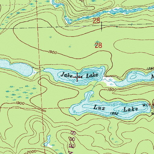 Topographic Map of Jake Lake, MN