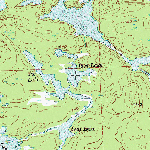 Topographic Map of Jam Lake, MN