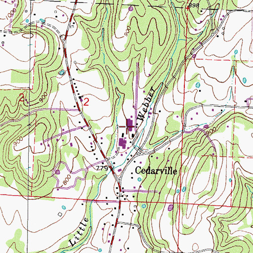 Topographic Map of Cedarville Elementary School, AR
