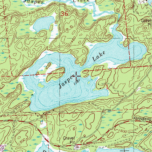 Topographic Map of Jasper Lake, MN