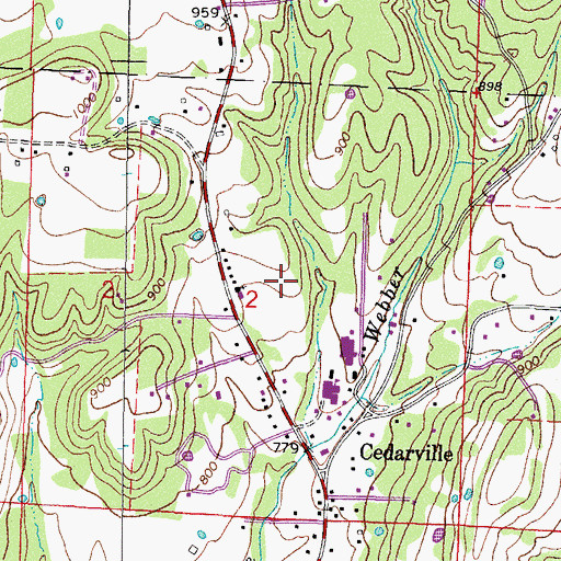 Topographic Map of Cedarville High School, AR