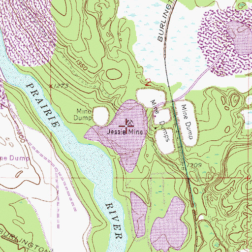 Topographic Map of Jessie Mine, MN
