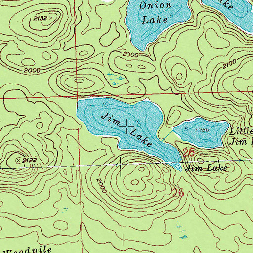 Topographic Map of Jim Lake, MN