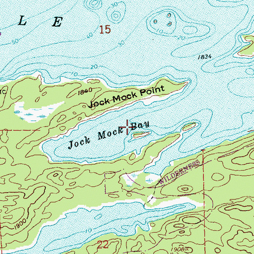 Topographic Map of Jock Mock Bay, MN