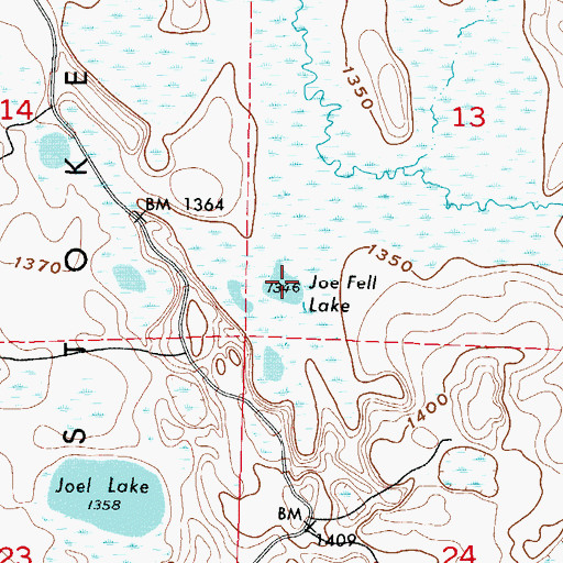 Topographic Map of Joe Fell Lake, MN