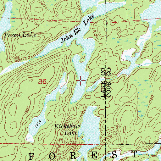 Topographic Map of John Ek Lake, MN