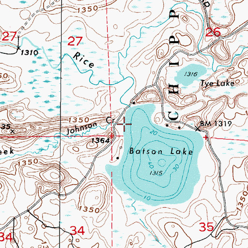 Topographic Map of Johnson Creek, MN