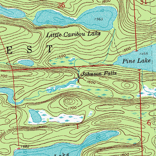 Topographic Map of Johnson Falls, MN