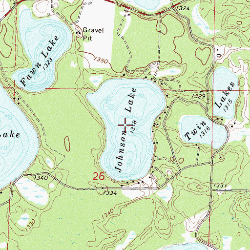 Topographic Map of Johnson Lake, MN
