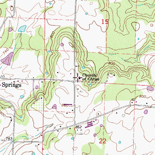 Topographic Map of Church of Christ, AR