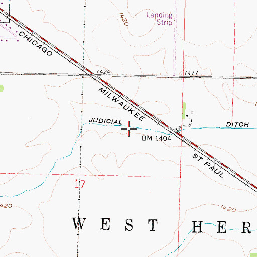 Topographic Map of Judicial Ditch Number Thirtyone, MN