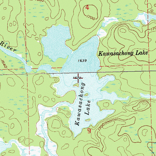 Topographic Map of Kawasachong Lake, MN