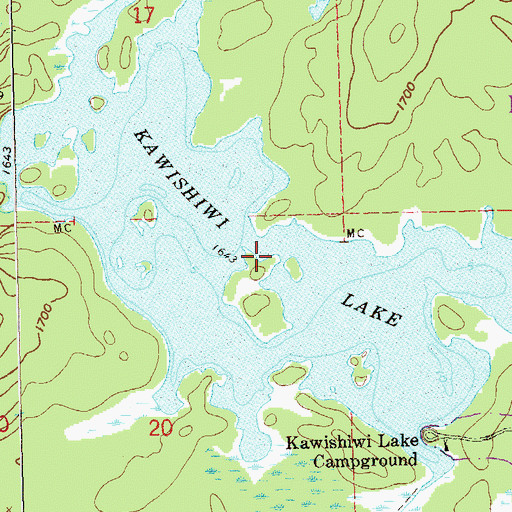 Topographic Map of Kawishiwi Lake, MN