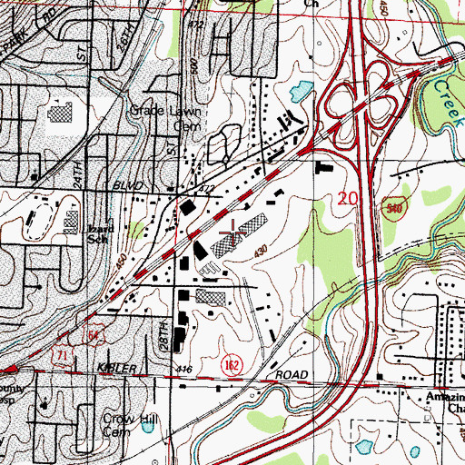 Topographic Map of Cloverleaf Plaza Shopping Center, AR