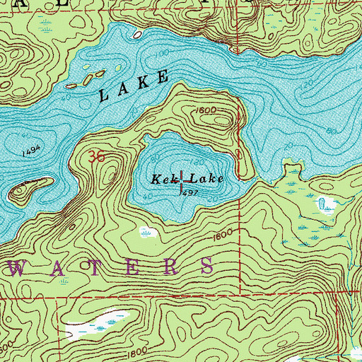 Topographic Map of Kek Lake, MN