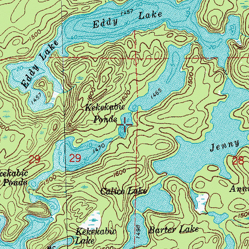 Topographic Map of Kekekabic Ponds, MN