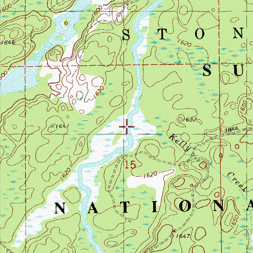 Topographic Map of Kelly Creek, MN
