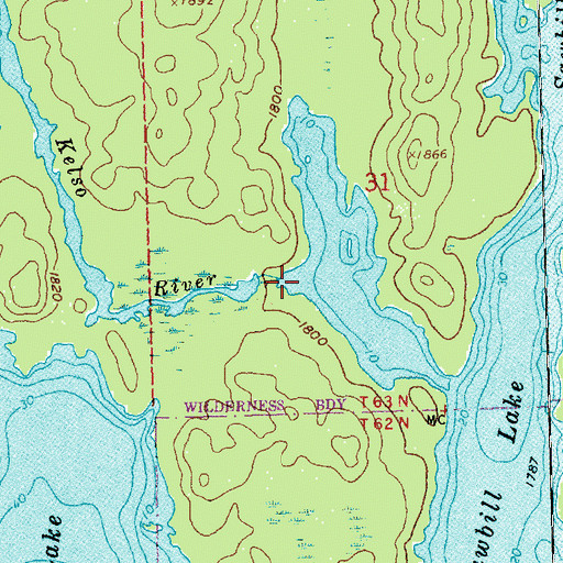 Topographic Map of Kelso River, MN