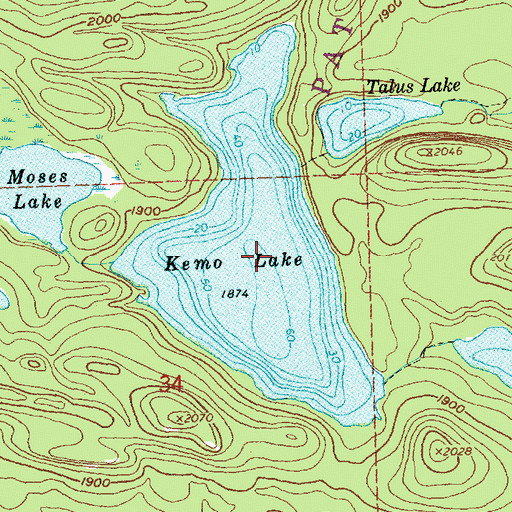 Topographic Map of Kemo Lake, MN