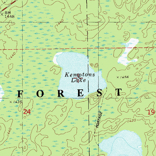 Topographic Map of Kemptons Lake, MN