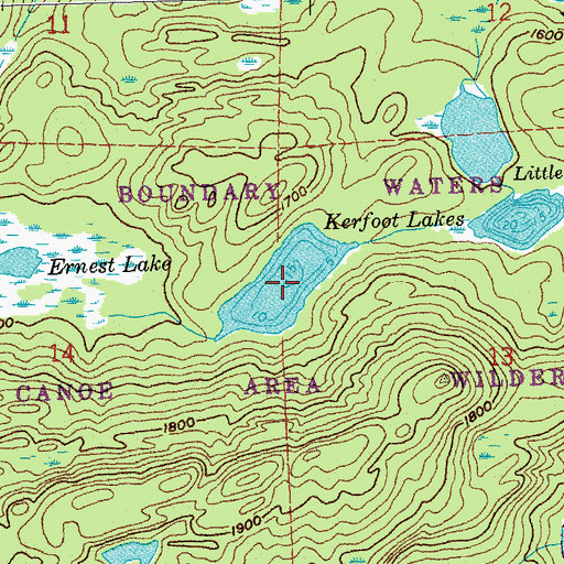 Topographic Map of Kerfoot Lakes, MN