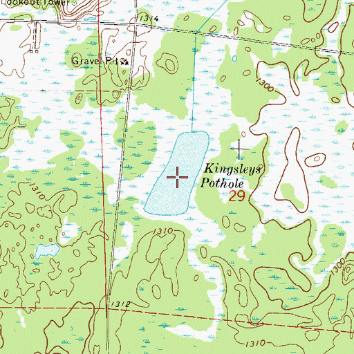 Topographic Map of Kingsleys Pothole, MN