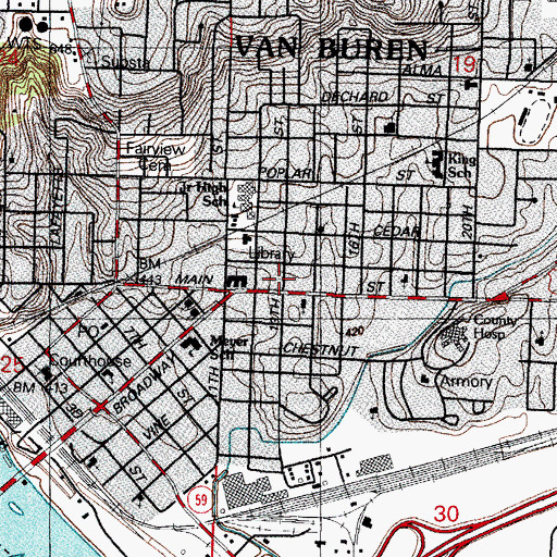 Topographic Map of Crawford County Art Center, AR