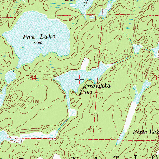 Topographic Map of Kivandeba Lake, MN