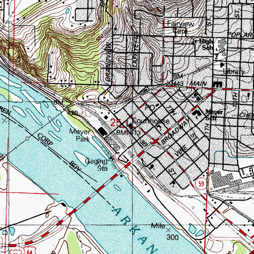 Topographic Map of Crawford County Courthouse, AR