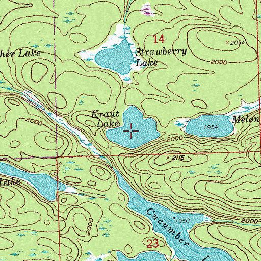 Topographic Map of Kraut Lake, MN