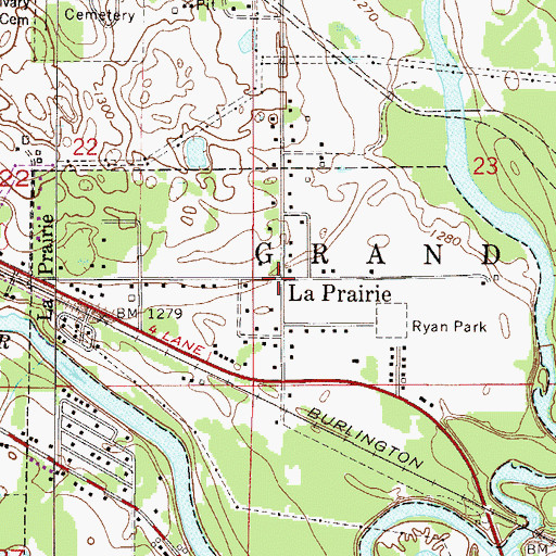 Topographic Map of La Prairie, MN