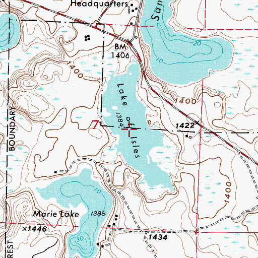 Topographic Map of Lake of Isles, MN