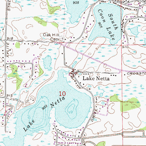 Topographic Map of Lake Netta, MN