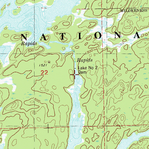 Topographic Map of Lake Number Two Dam, MN