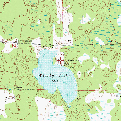 Topographic Map of Lakeview Cemetery, MN