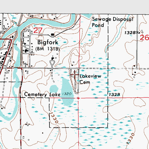 Topographic Map of Lakeview Cemetery, MN