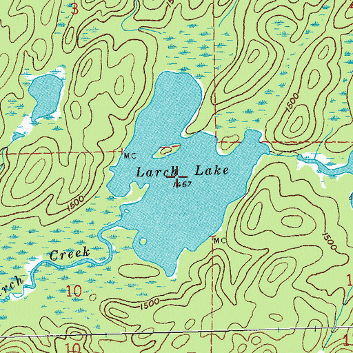Topographic Map of Larch Lake, MN