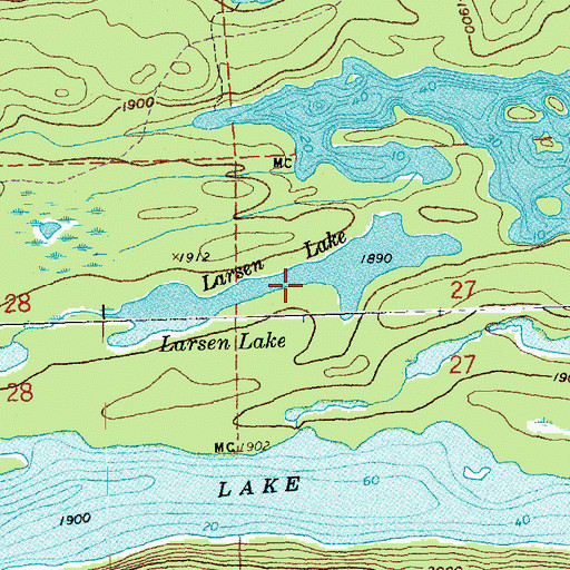 Topographic Map of Larsen Lake, MN