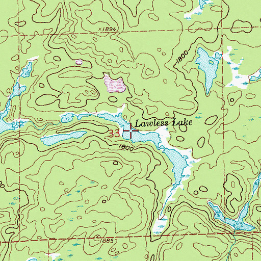 Topographic Map of Lawless Lake, MN