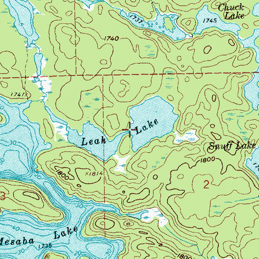 Topographic Map of Leah Lake, MN