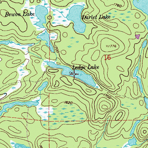 Topographic Map of Ledge Lake, MN