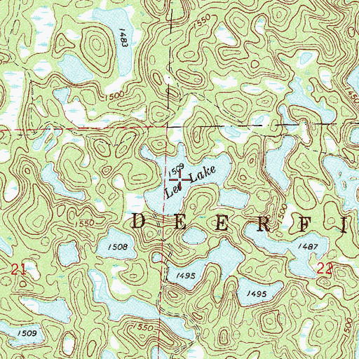 Topographic Map of Lee Lake, MN