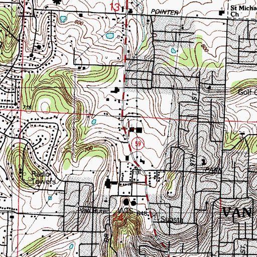 Topographic Map of First Assembly of God Church, AR