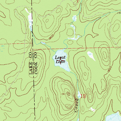 Topographic Map of Legat Lake, MN