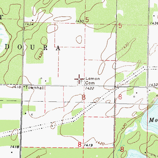 Topographic Map of Lemon Cemetery, MN